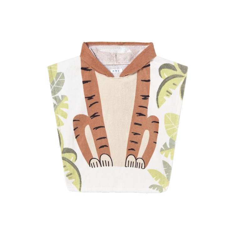 MAYORAL Telo bagnetto bianco con tigre bambino