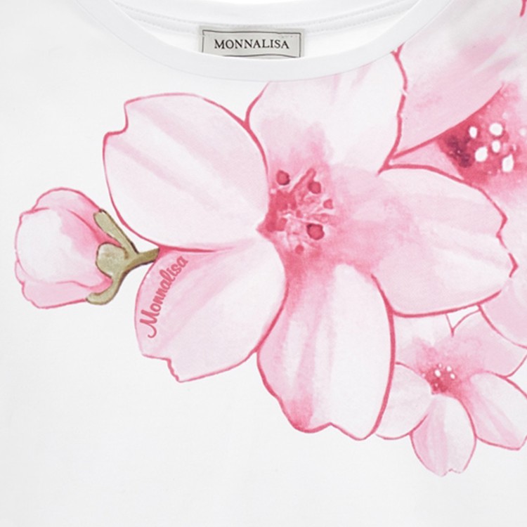 MONNALISA T-shirt bianca stampa floreale bambina