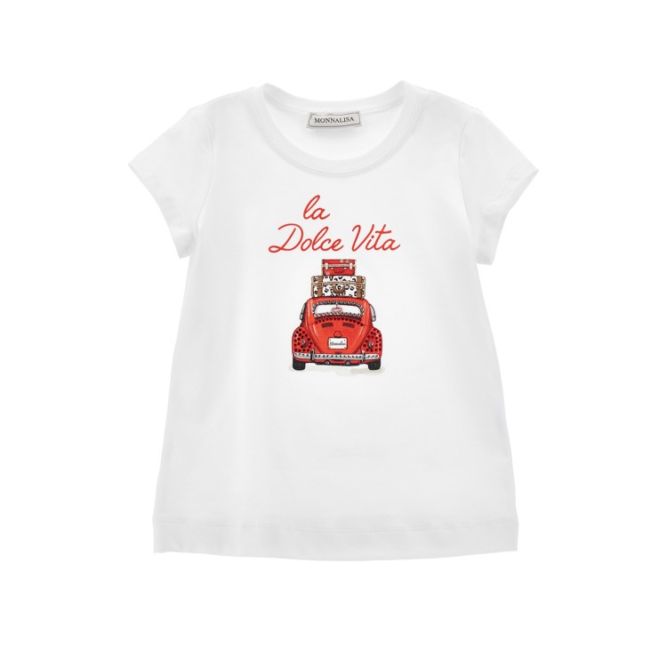 MONNALISA T-shirt bianca stampa bambina