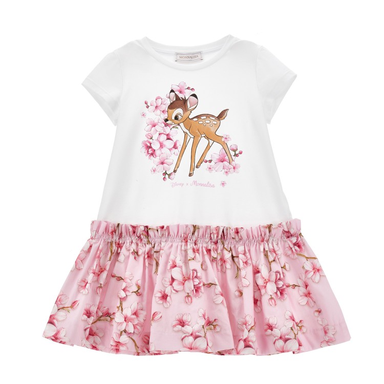 MONNALISA Abito bianco e rosa Bambi bambina