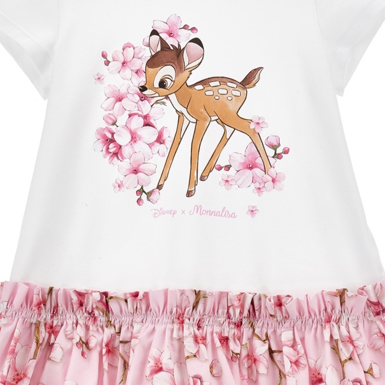 MONNALISA Abito bianco e rosa Bambi bambina