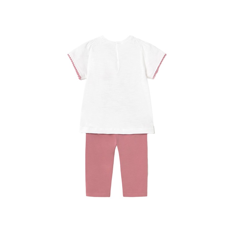 MAYORAL Completo bianco e rosa leggings e t-shirt neonata