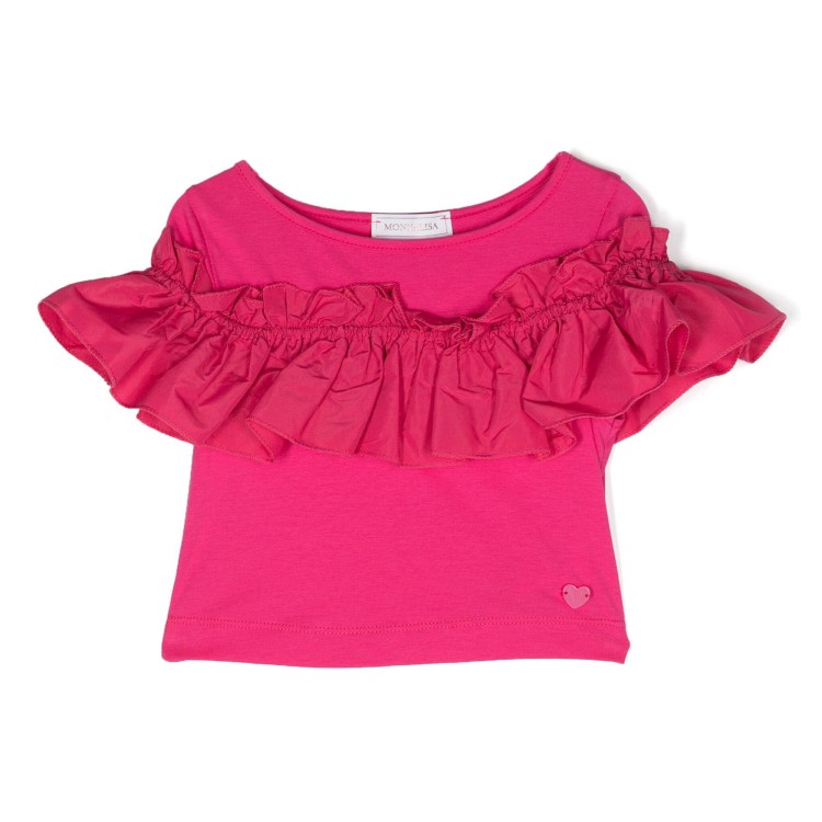MONNALISA T-shirt con rifinitura di ruches rosa scuro bambina