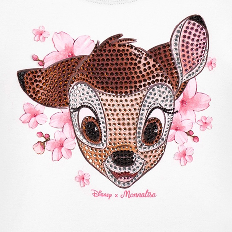 MONNALISA T-shirt bianca Bambi con cristalli bambina