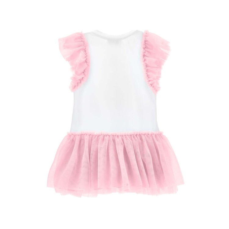 MONNALISA Abito bianco Alice con volant rosa bambina