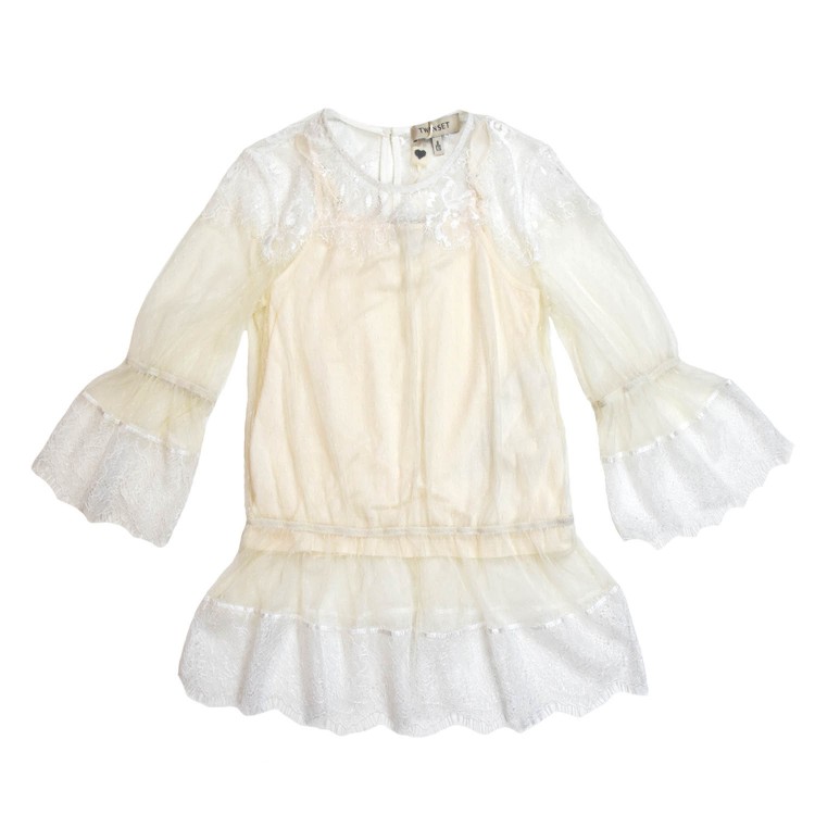 TWIN-SET Abito bianco panna bambina