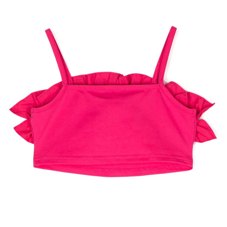 TWIN-SET Top cropped fucsia con volant bambina