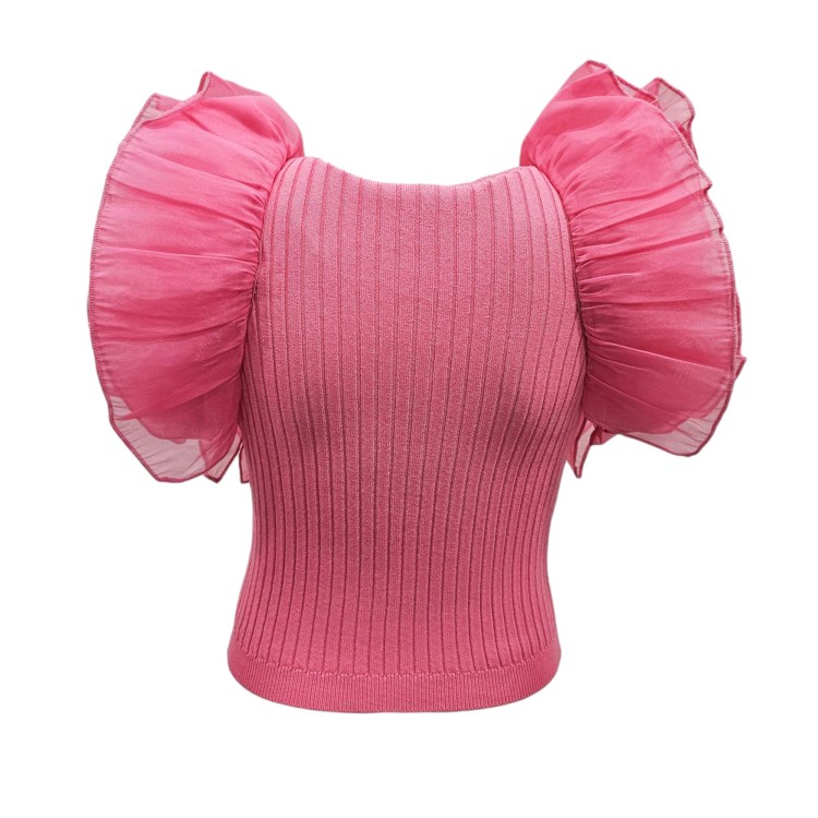 TWIN-SET Top rosa con maniche volant bambina