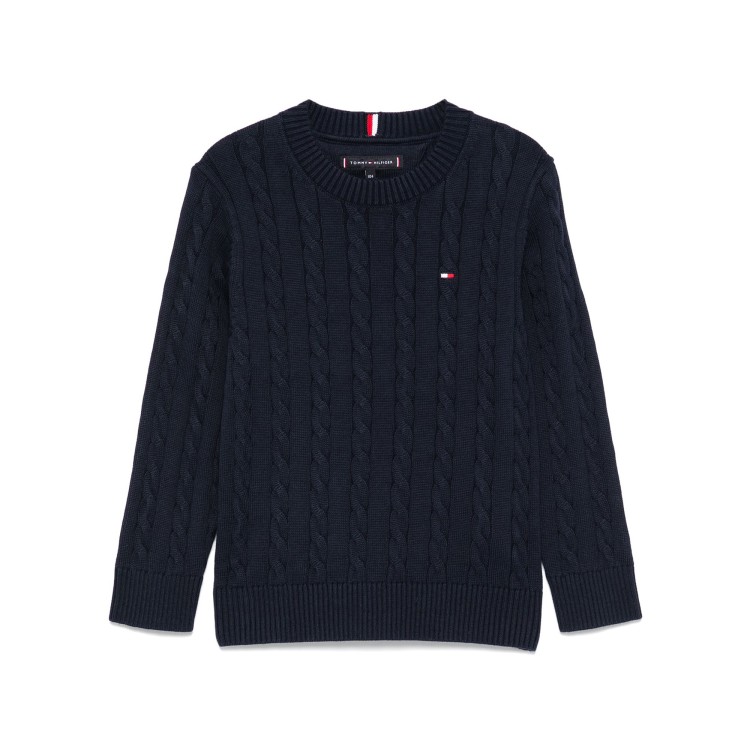 TOMMY HILFIGER Maglione blu navy a trecce bambino