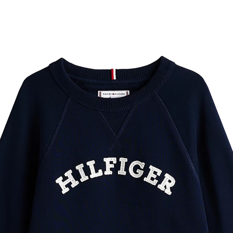 TOMMY HILFIGER Felpa blu navy girocollo con logo bambino