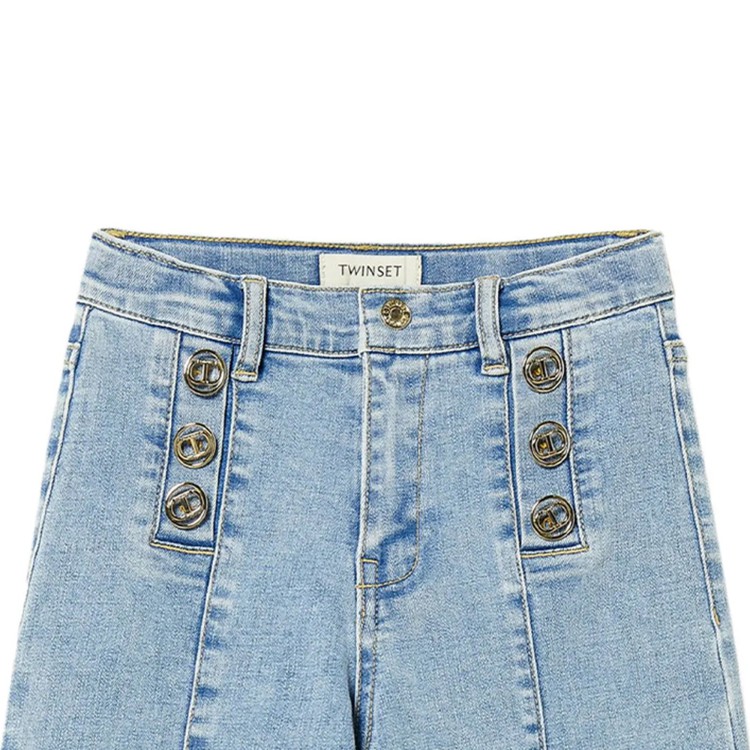 TWIN-SET Jeans wide leg con bottoni bambina