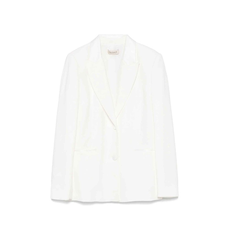 TWIN-SET Blazer bianco con orlo satinato bambina