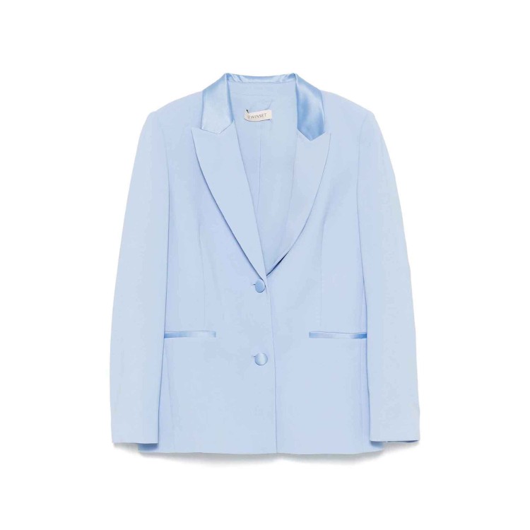 TWIN-SET Blazer celeste con orlo satinato bambina