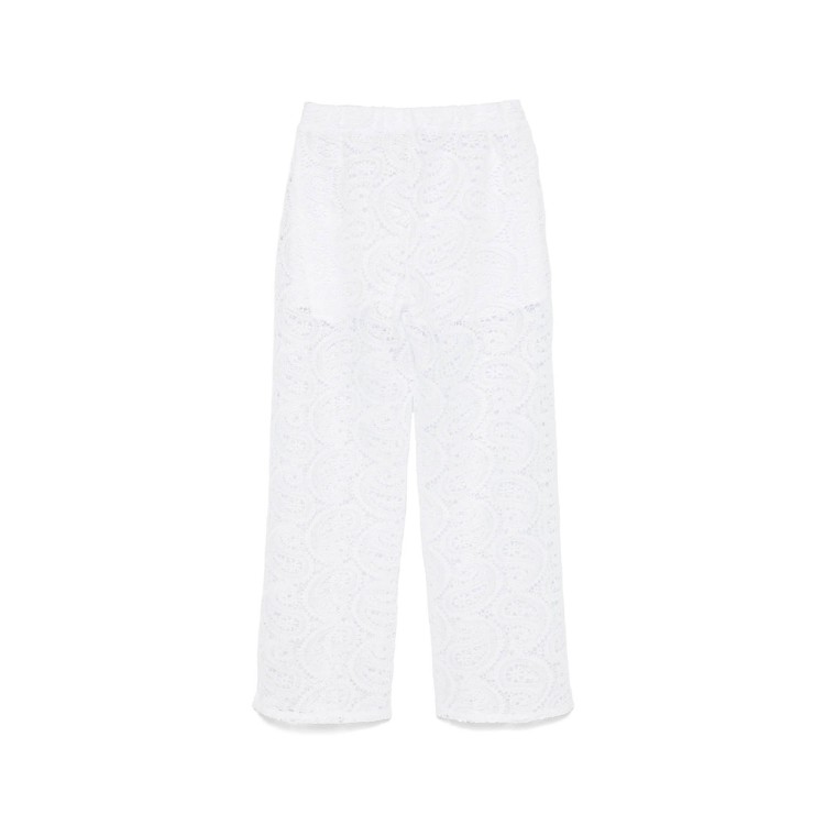 TWIN-SET Pantaloni bianchi palazzo full macramè bambina