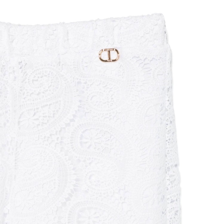 TWIN-SET Pantaloni bianchi palazzo full macramè bambina
