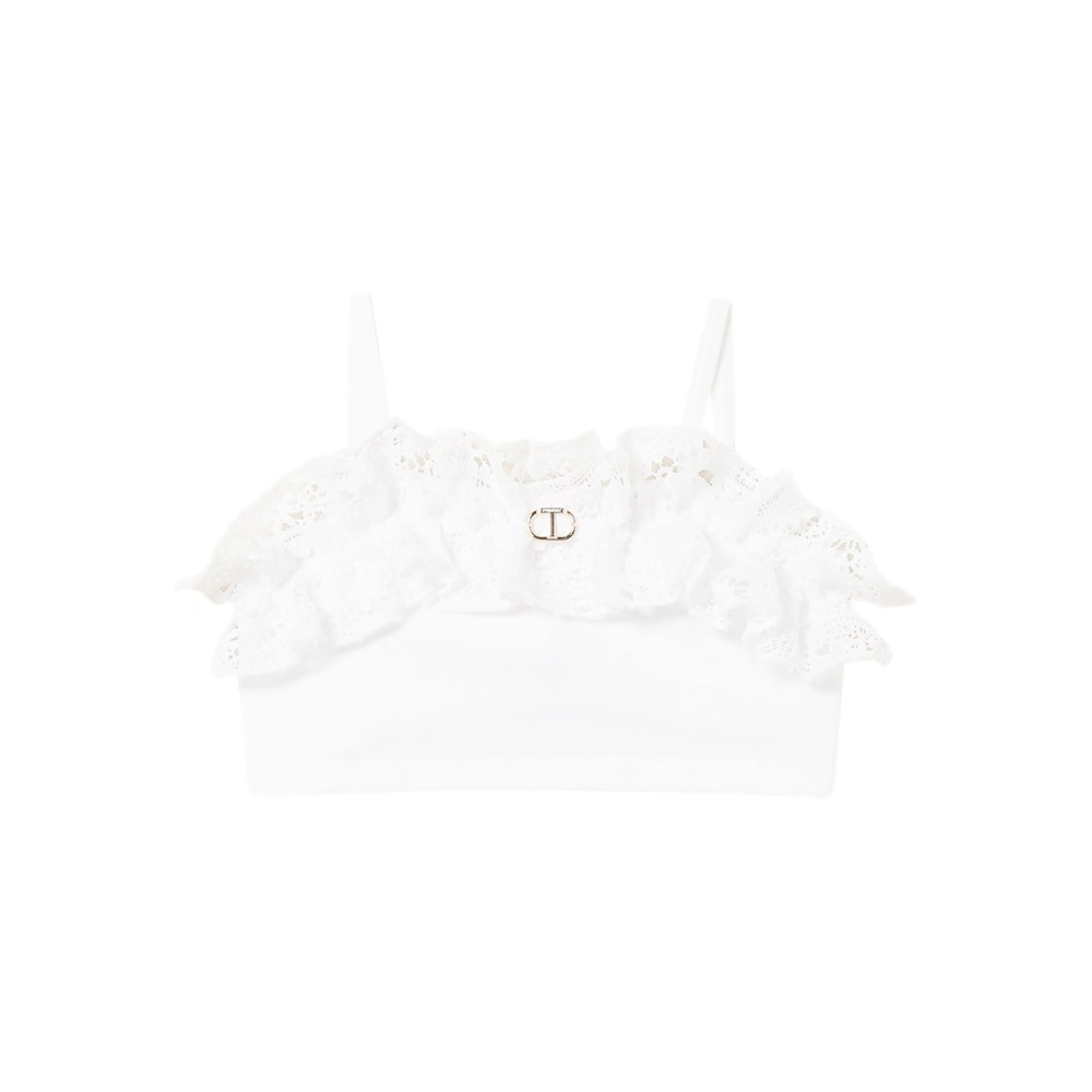TWIN-SET Top bianco cropped...