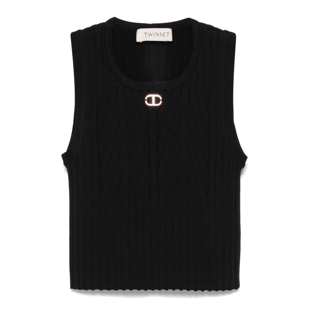 TWIN-SET Top nero smanicato...