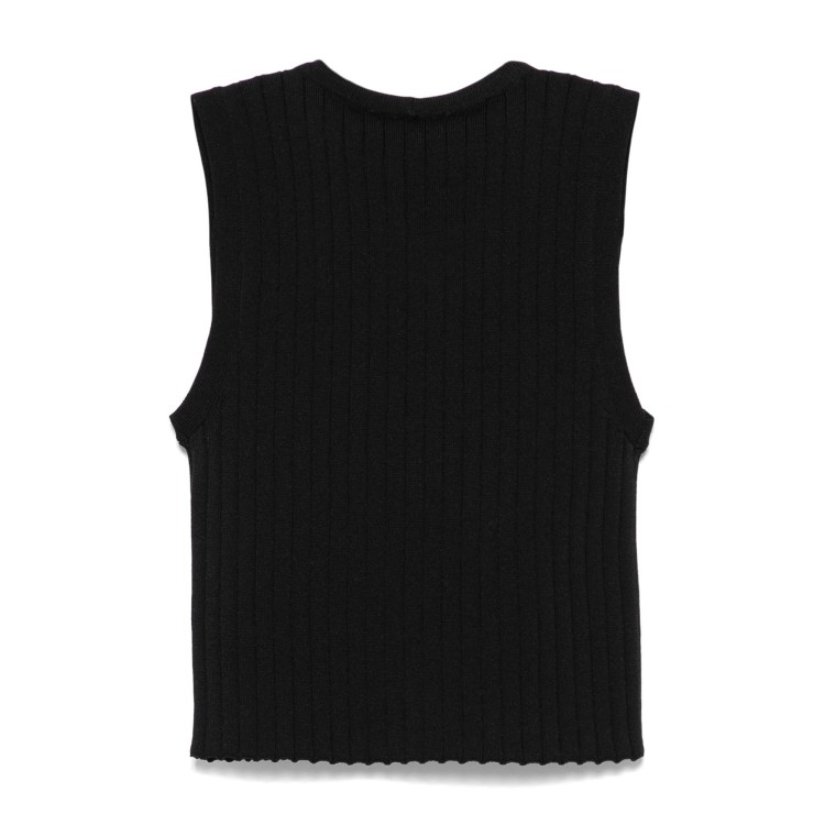 TWIN-SET Top nero smanicato con logo bambina