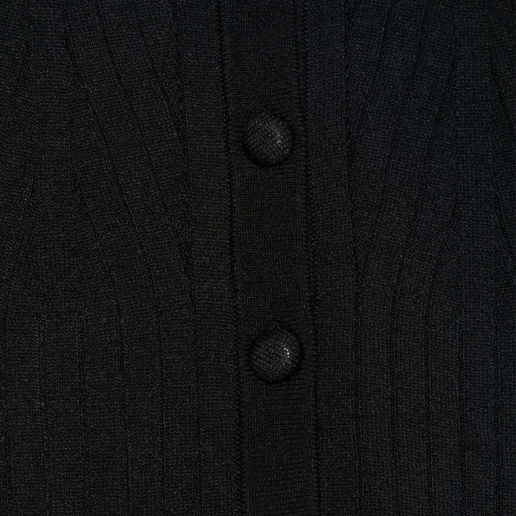 TWIN-SET Cardigan nero a costine in maglia bambina