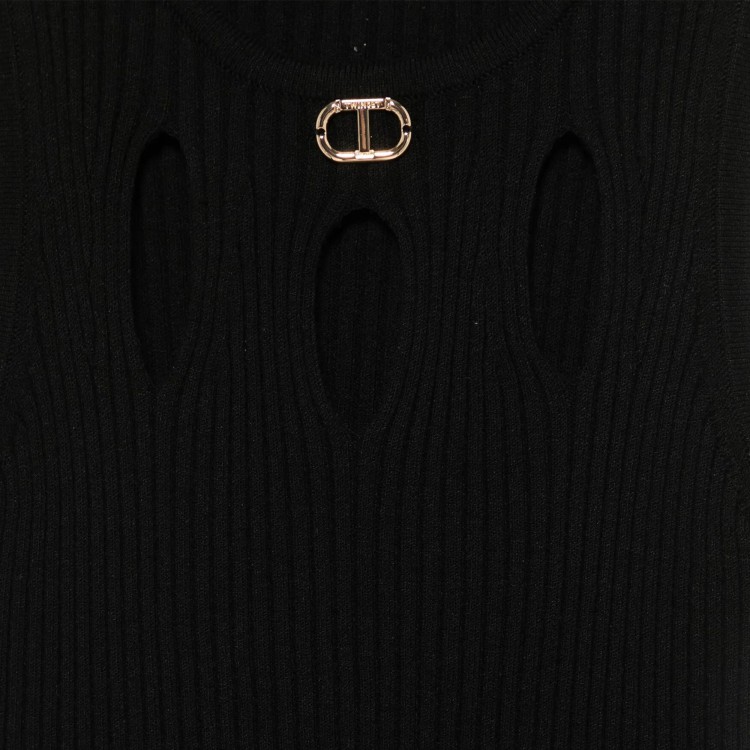 TWIN-SET Top nero smanicato dettaglio cut-out bambina