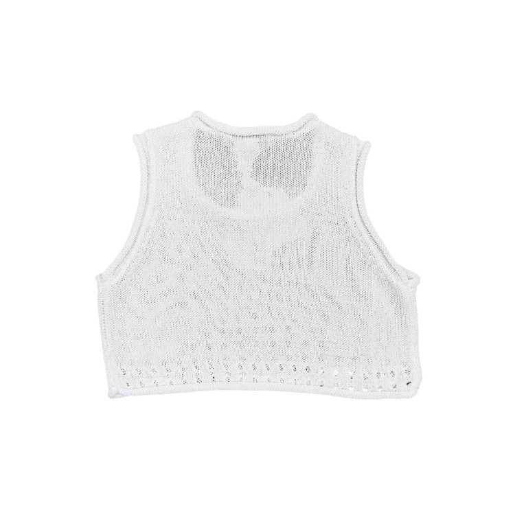 TWIN-SET Top bianco traforato lamé bambina