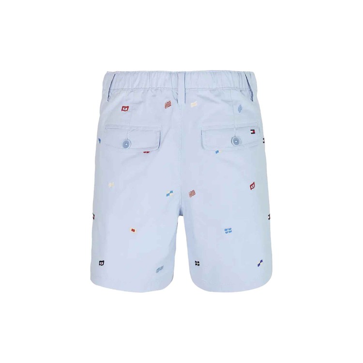 TOMMY HILFIGER Shorts celesti con bandierine ricamate bambino