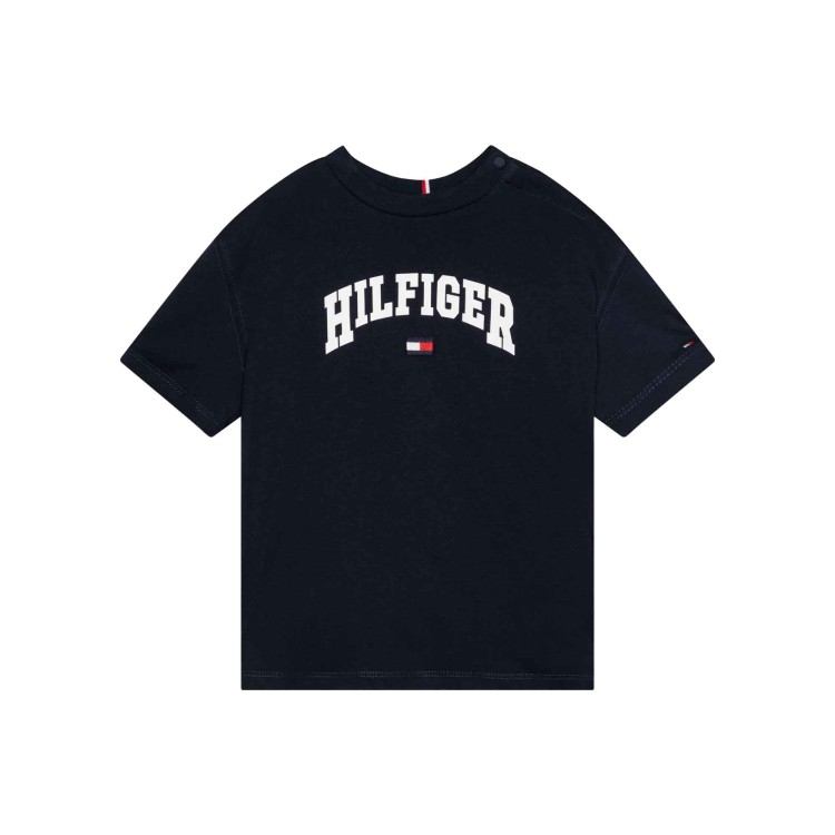 TOMMY HILFIGER T-shirt blu navy con logo varsity bambino
