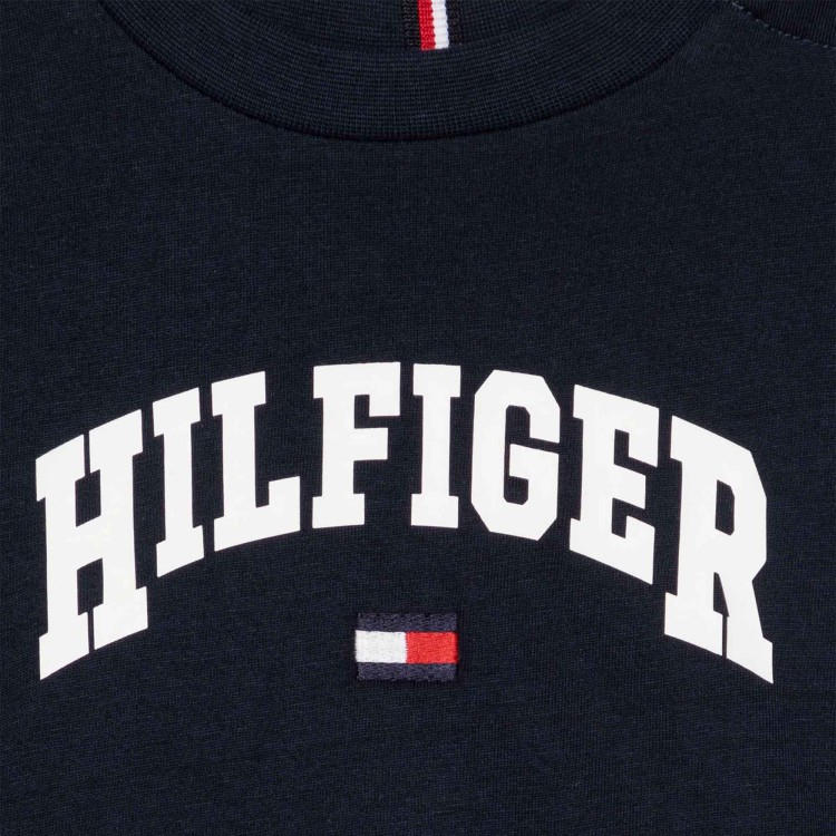 TOMMY HILFIGER T-shirt blu navy con logo varsity bambino