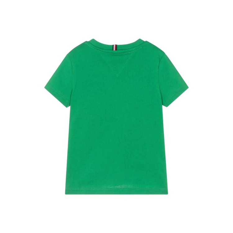 TOMMY HILFIGER T-shirt verde con stampa logo bambino