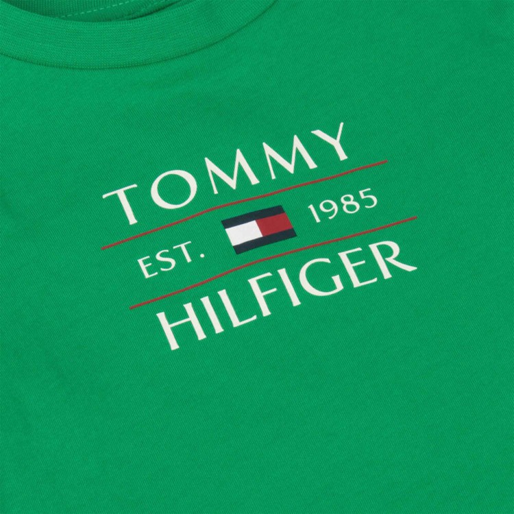 TOMMY HILFIGER T-shirt verde con stampa logo bambino