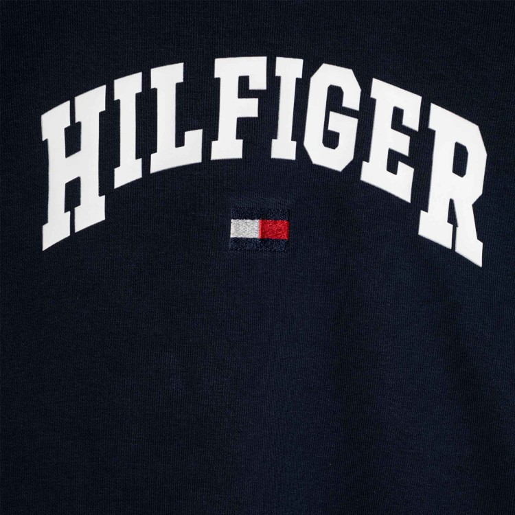 TOMMY HILFIGER Felpa blu navy logata con cappuccio bambino