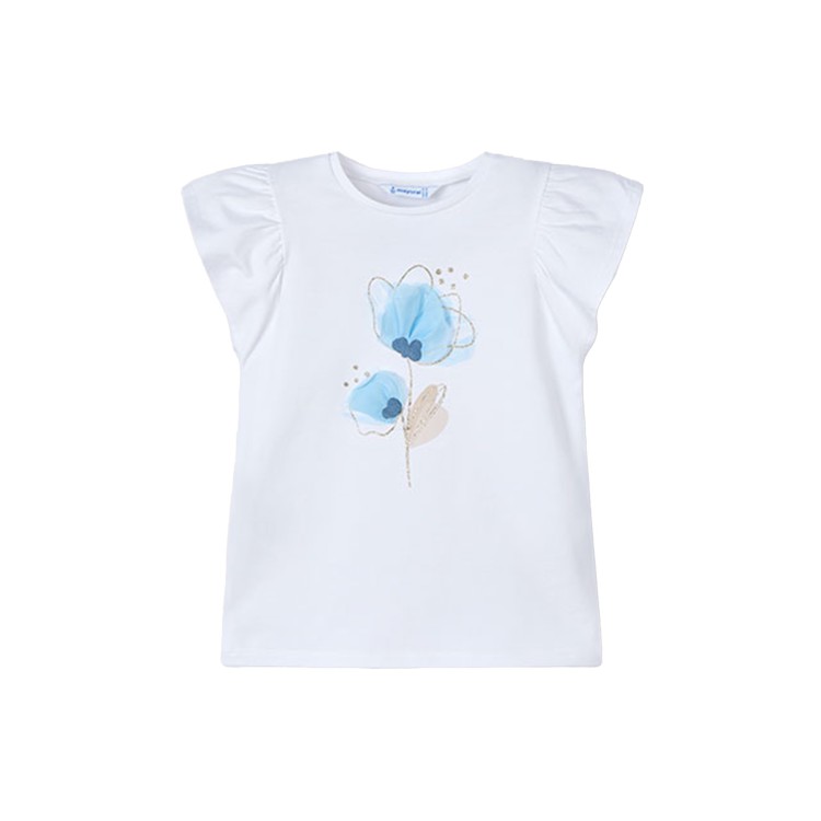 MAYORAL T-shirt bianca con stampa frontale bambina