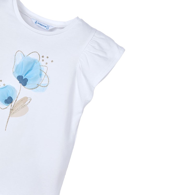 MAYORAL T-shirt bianca con stampa frontale bambina