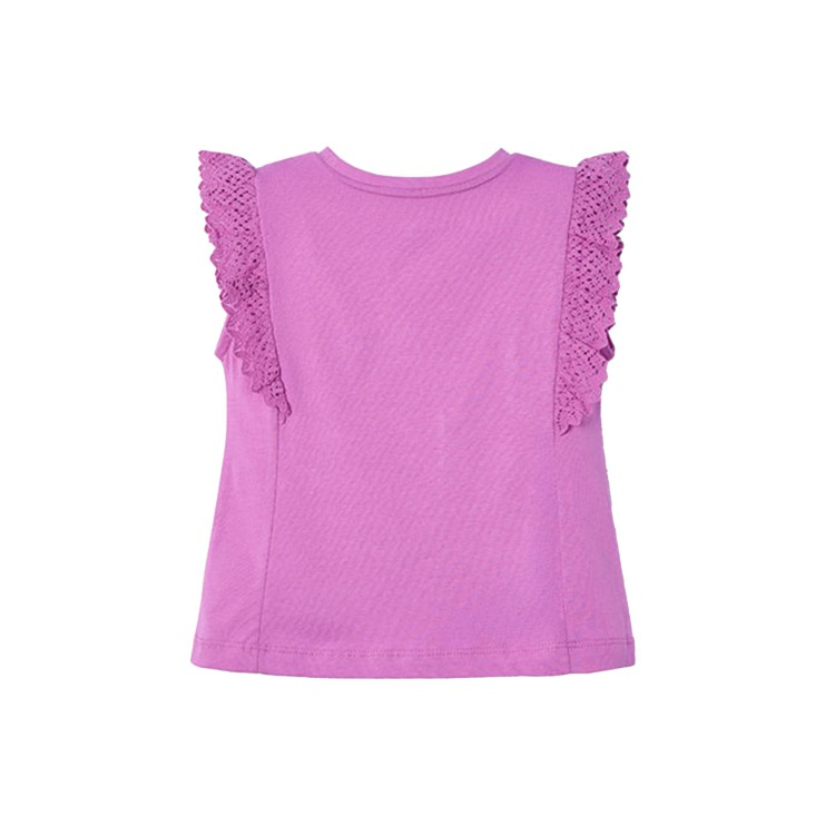 MAYORAL T-shirt rosa con maniche a balze bambina