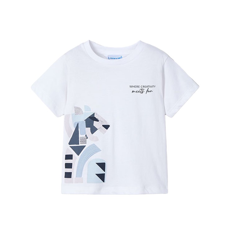 MAYORAL T-shirt bianca con stampa bambino