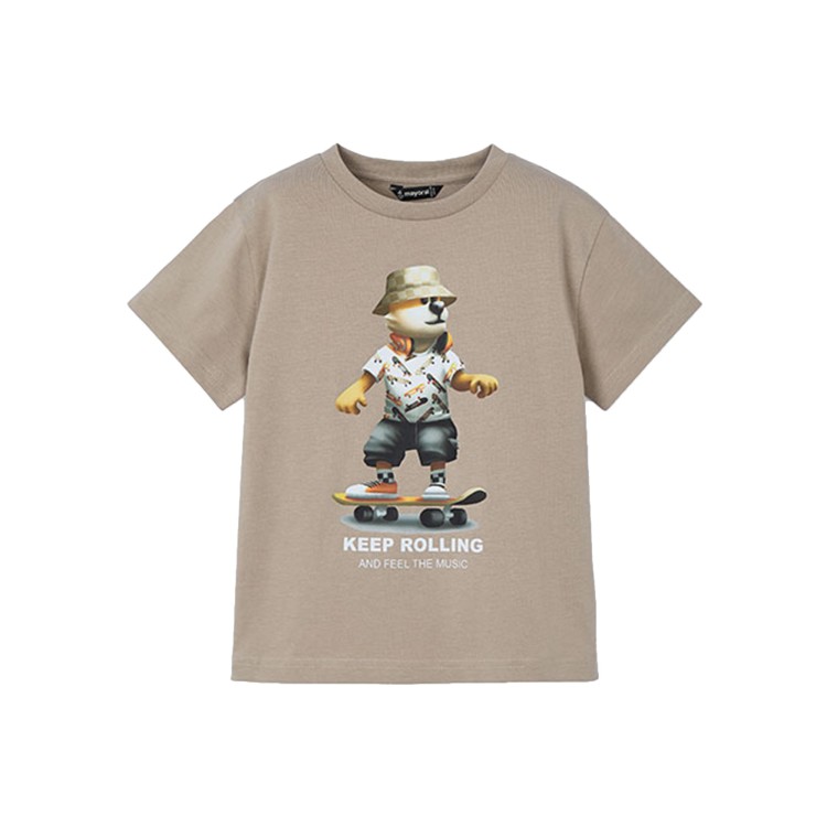 MAYORAL T-shirt tortora con stampa bambino