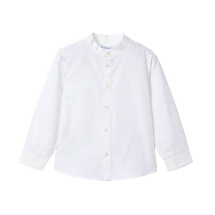 MAYORAL Camicia bianca in lino con collo alla coreana bambino