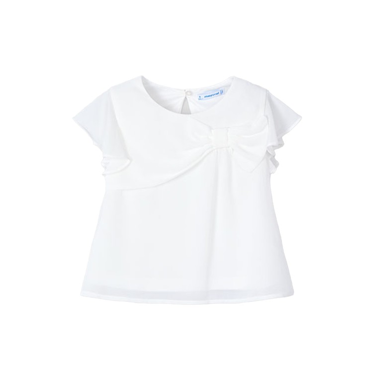 MAYORAL Blusa bianca con fiocco decorativo bambina