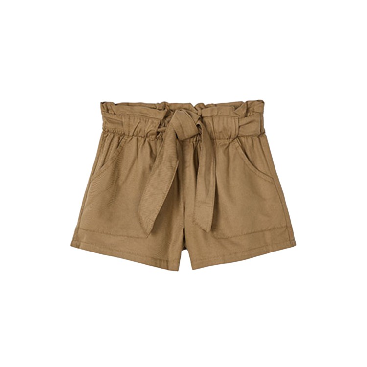 MAYORAL Shorts caramello con vita elasticizzata e cintura bambina