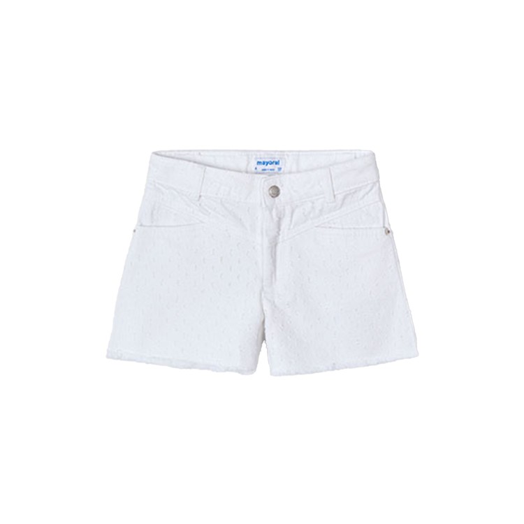 MAYORAL Shorts bianchi cinque tasche sfilacciato bambina