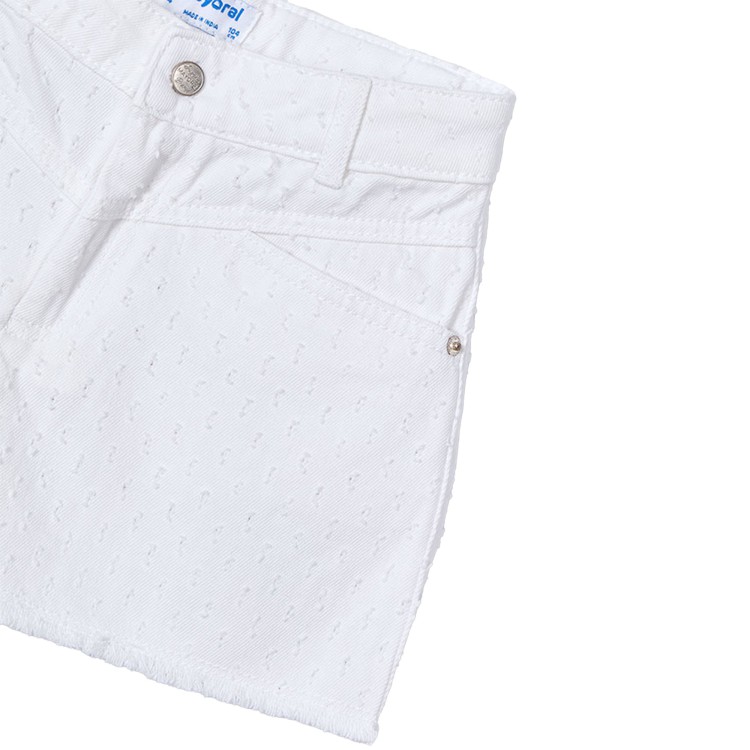 MAYORAL Shorts bianchi cinque tasche sfilacciato bambina