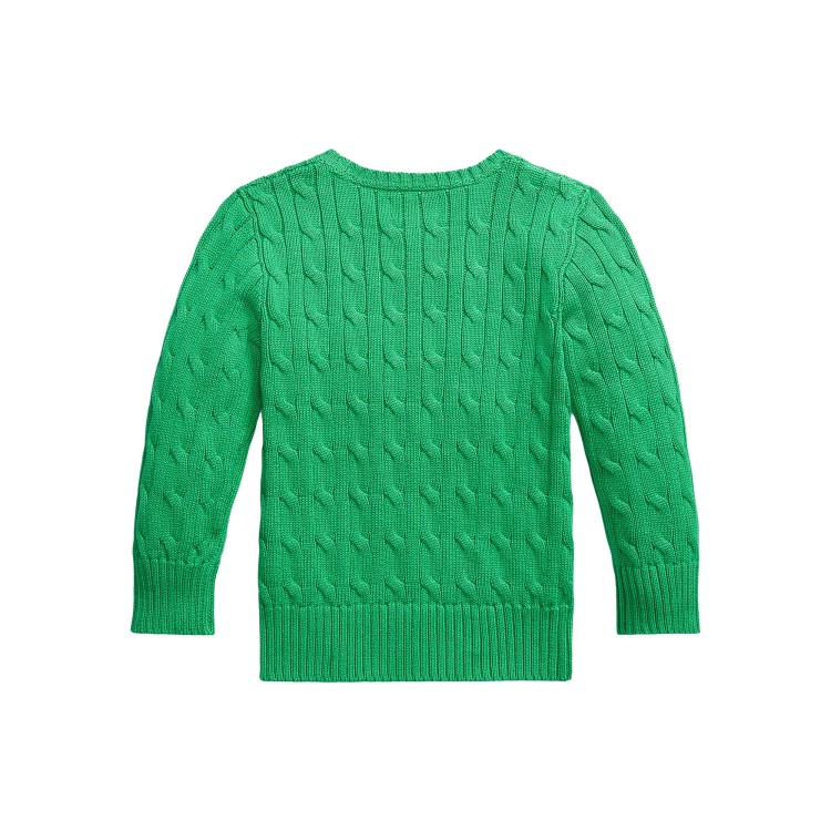 RALPH LAUREN Maglia verde in cotone a trecce bambini