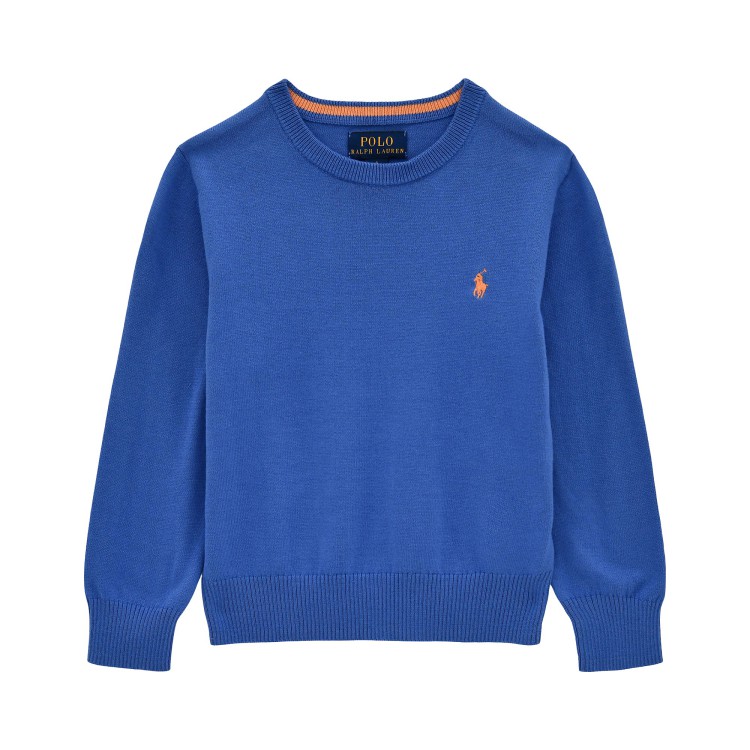 RALPH LAUREN Maglione blu girocollo bambino