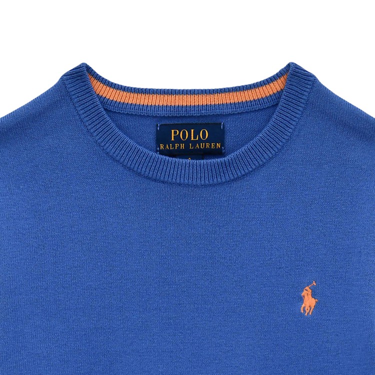 RALPH LAUREN Maglione blu girocollo bambino