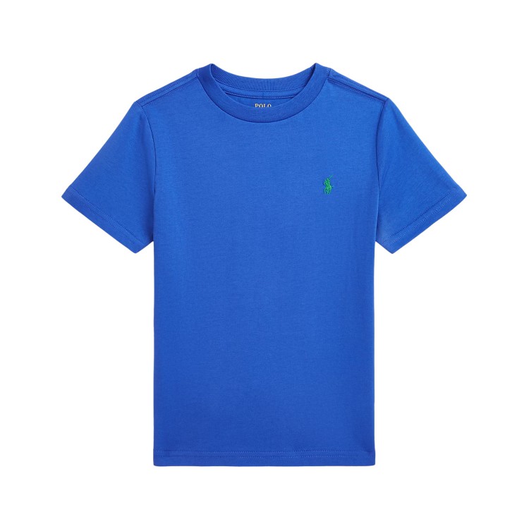 RALPH LAUREN T-shirt azzurra con dettaglio verde bambini