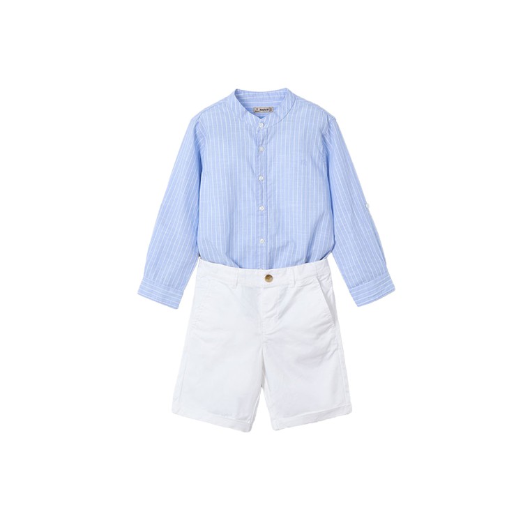 MAYORAL Completo celeste camicia e bermuda bambino