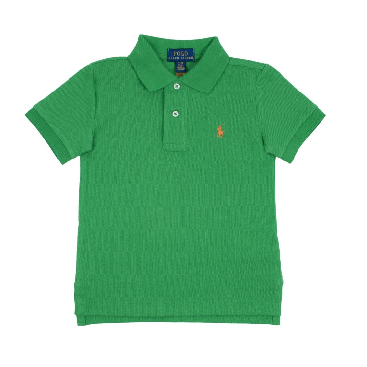 RALPH LAUREN Polo piqué di cotone verde bambino