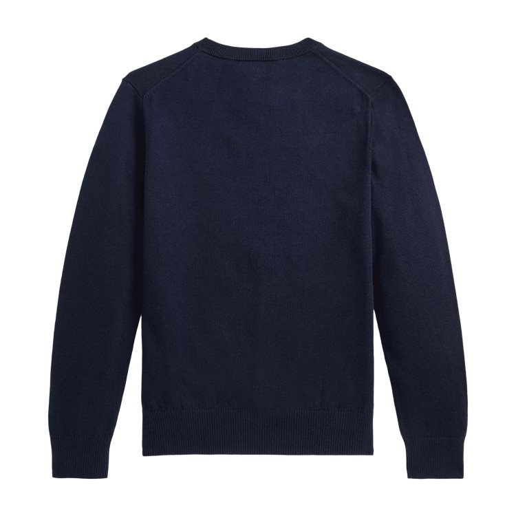RALPH LAUREN Maglia blu a girocollo in cotone bambini