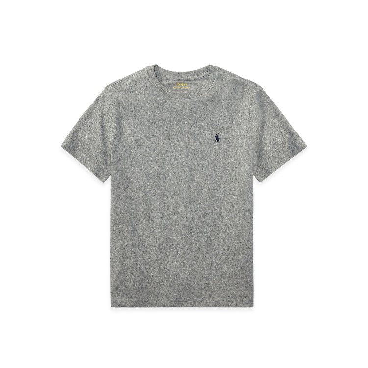 RALPH LAUREN T-shirt grigia con logo navy bambini