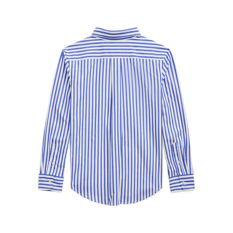 RALPH LAUREN Camicia bianca e blu a righe in cotone bambino